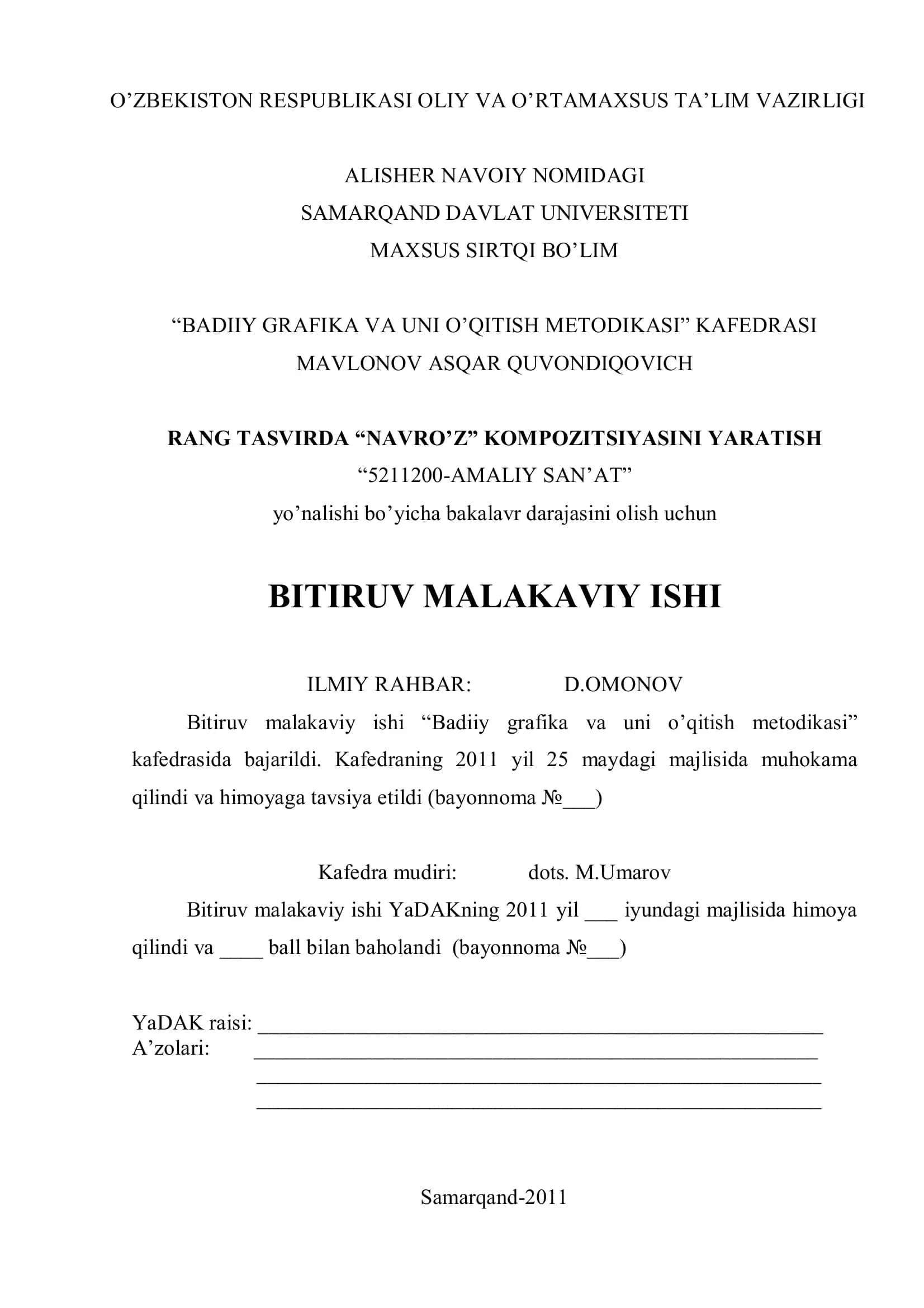 Rang tasvirda “Navro’z” kompozitsiyasini yaratish