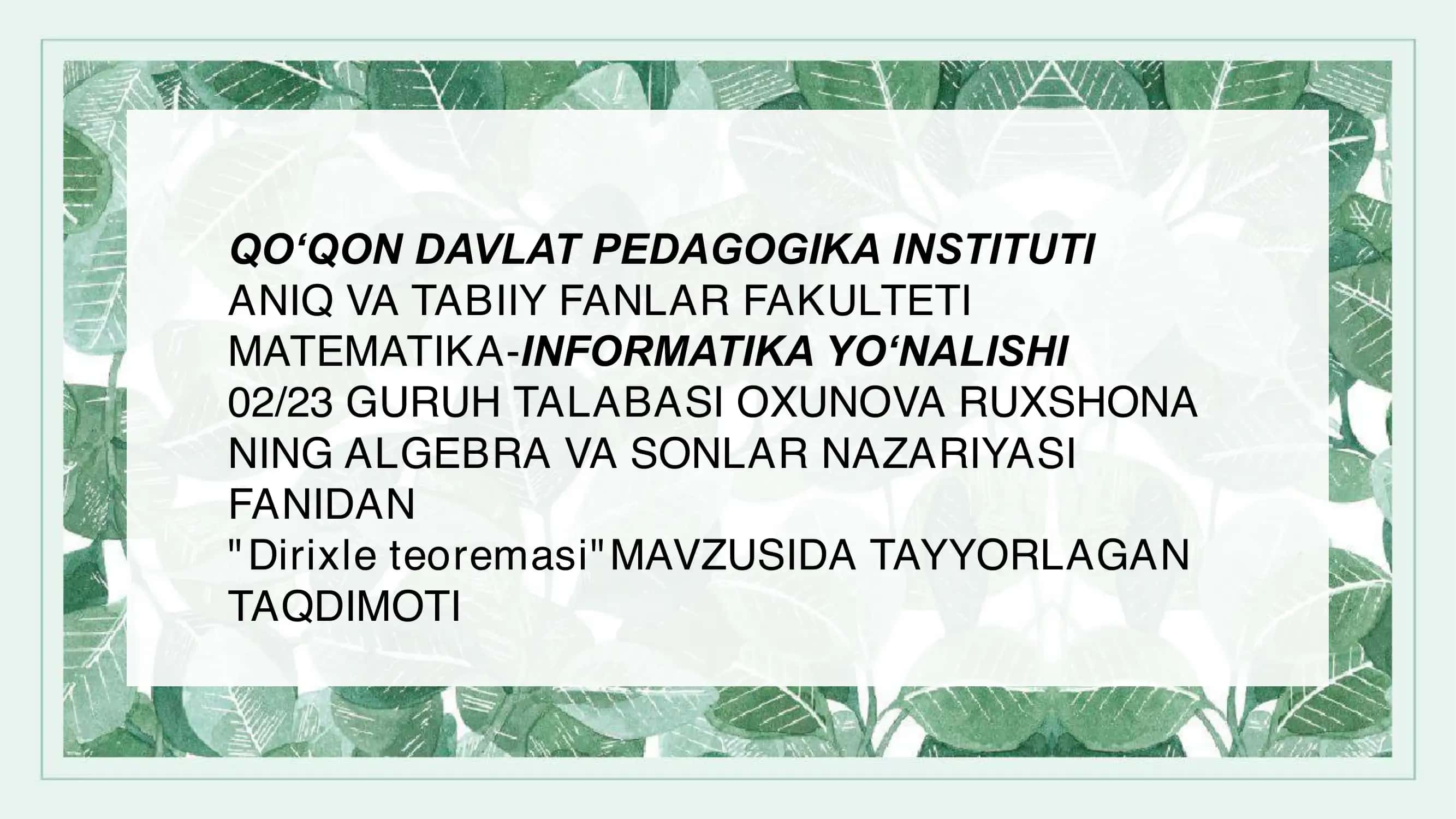 Dirixle teoremasi