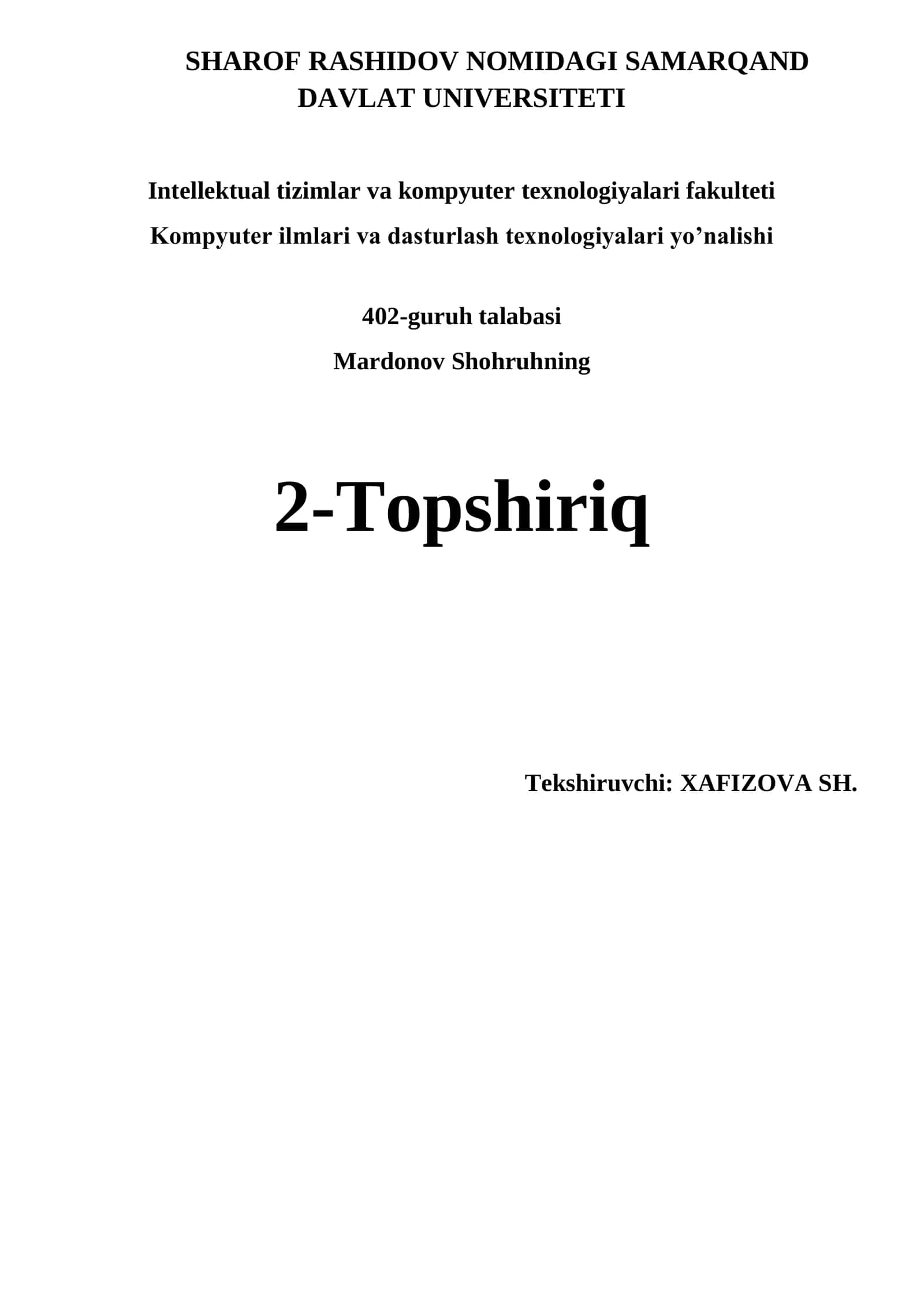 Interpolyatsiya Bo'yicha Topshiriqlar