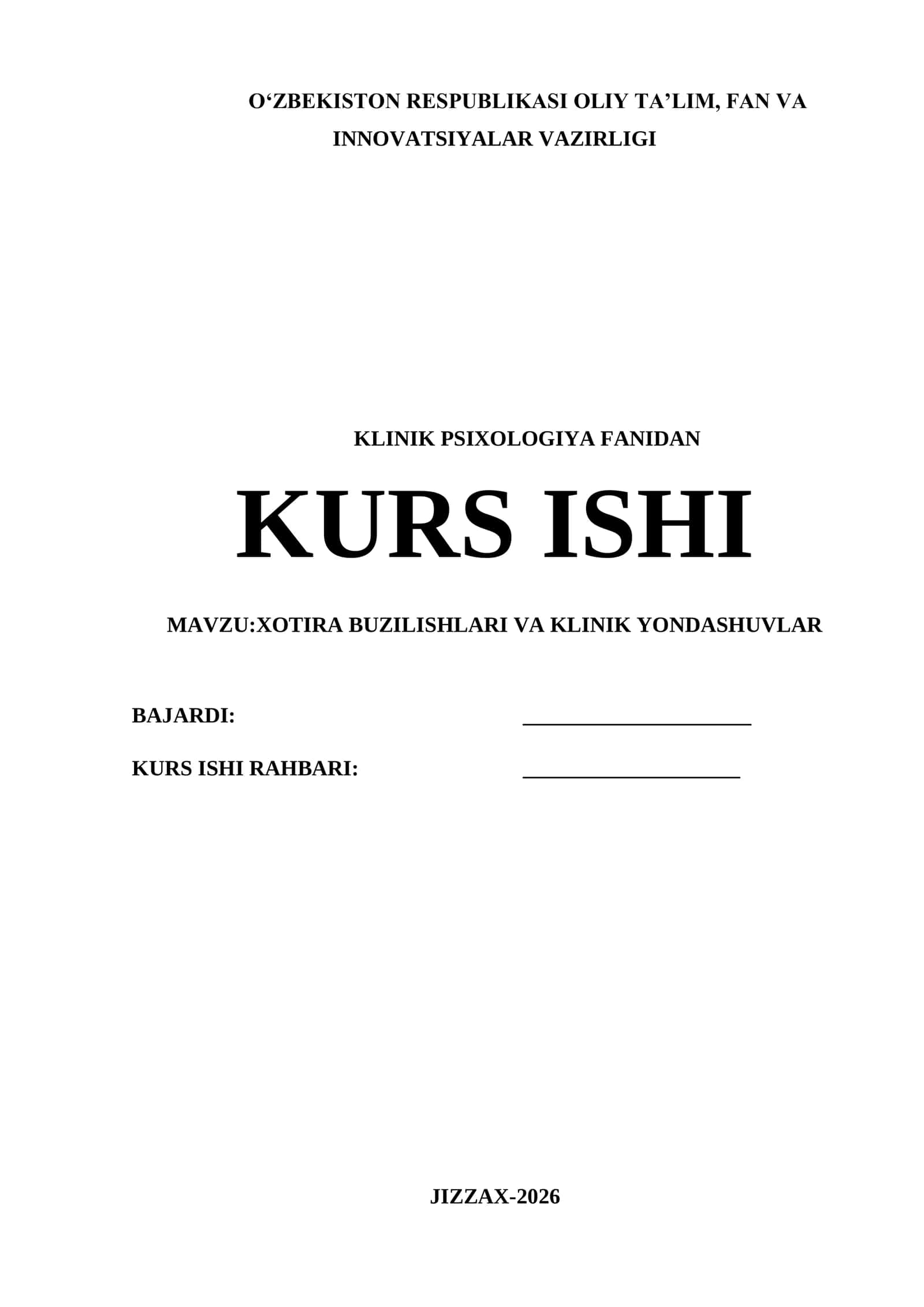 XOTIRA BUZILISHLARI VA KLINIK YONDASHUVLAR