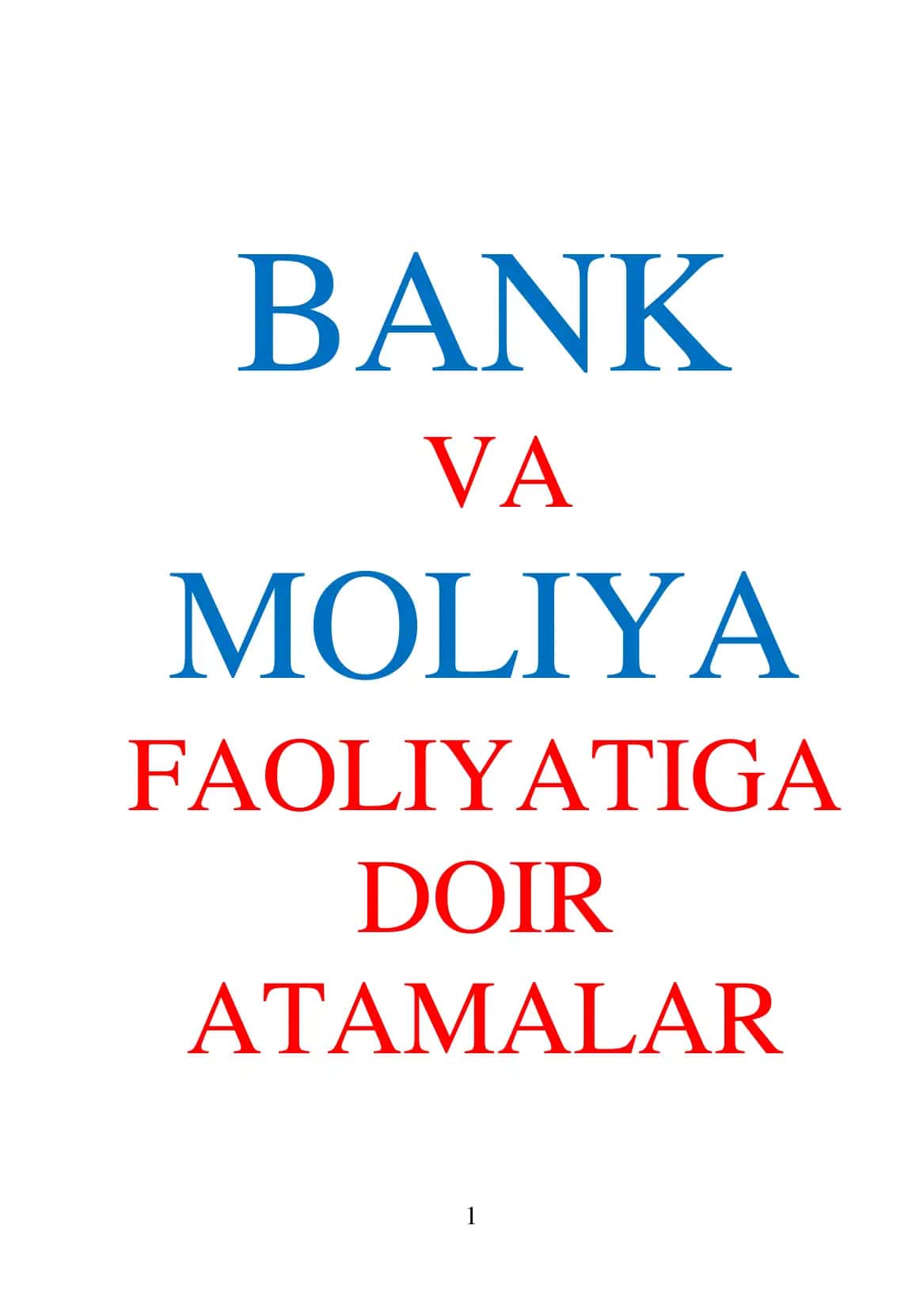 bank va moliya faoliyatiga doir atamalar