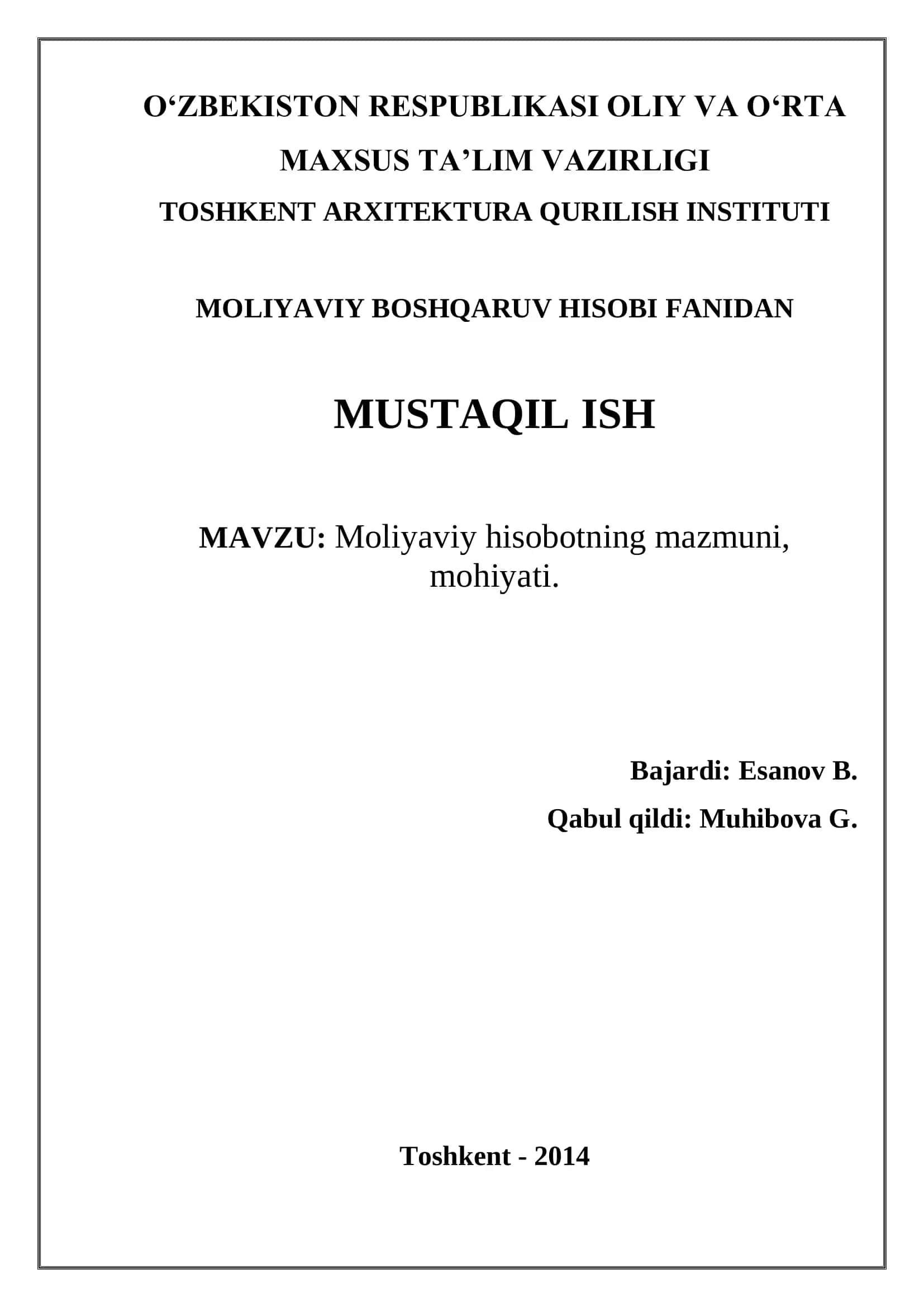 Moliyaviy hisobot
