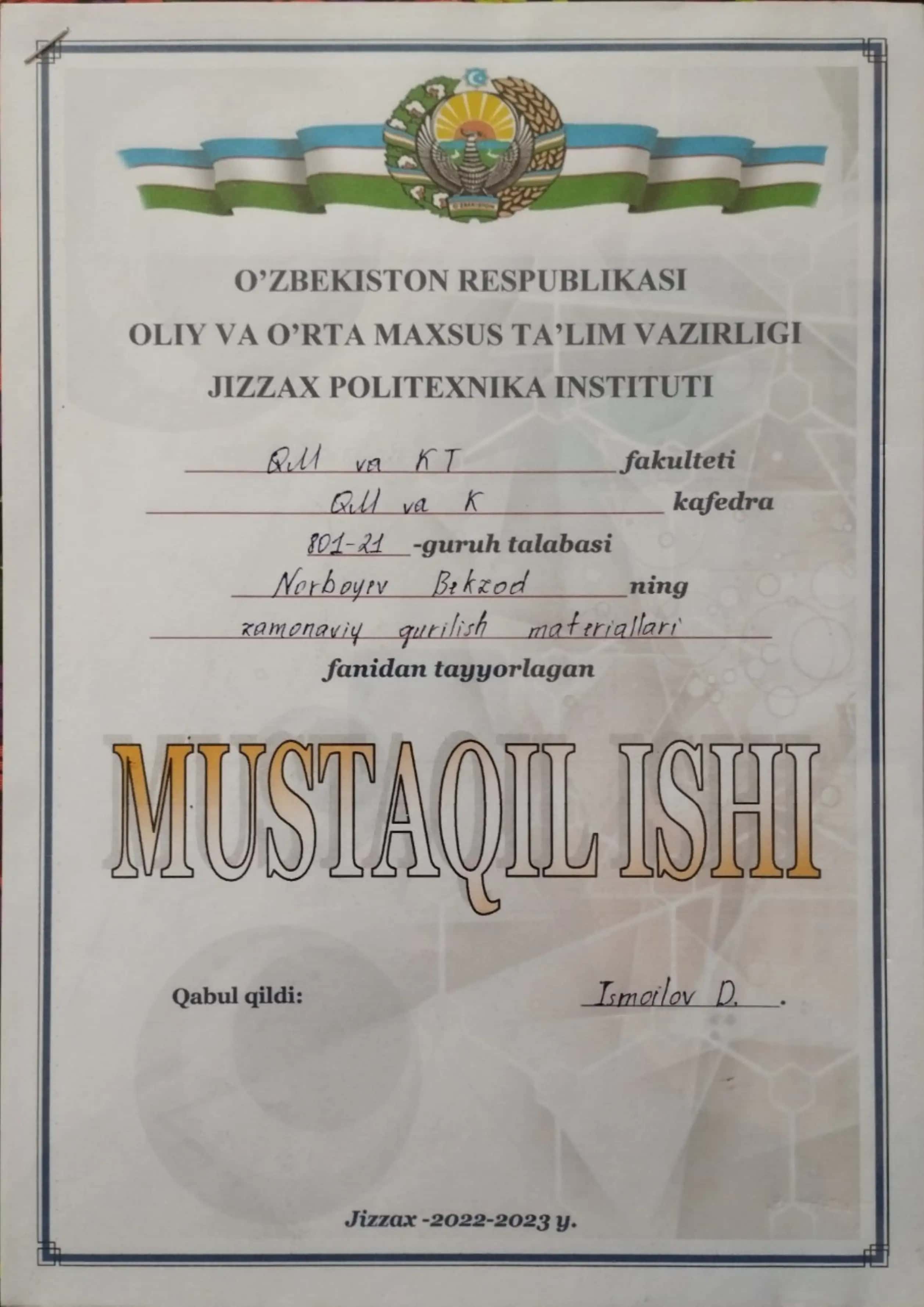 Epoksid smola asosida zamonaviy qurilish materiallari