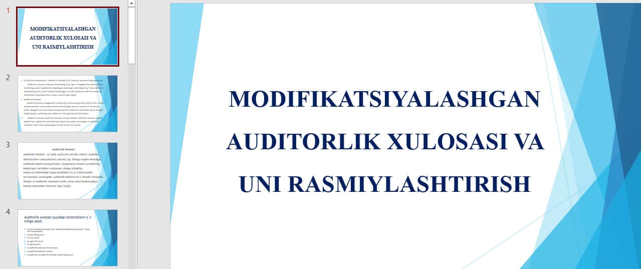 MODIFIKATSIYALASHGAN AUDITORLIK XULOSASI VA UNI RASMIYLASHTIRISH