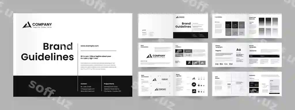 Minimalistik brend qo'llanmasi shablon joylashuv dizayni ijodiy brend | Minimalist brand guideline template layout design creative brand