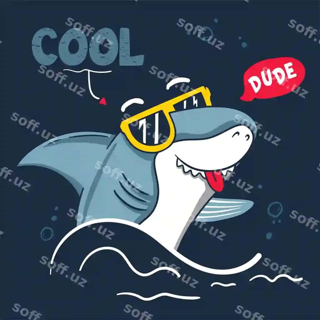 Shark so'nggi kishi vektor klip-chizmalar illustratsiyasi | Shark cool dude vector clip art illustration