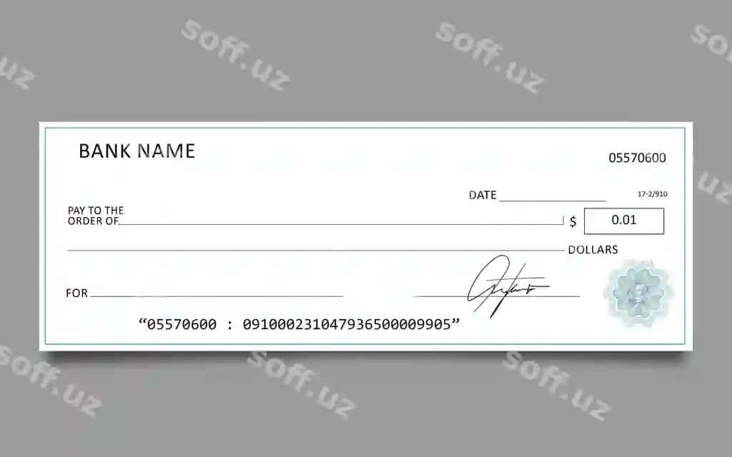 Zamonaviy bank chek vaqyon shabloni to'lov hujjati | Modern bank check voucher template payment document