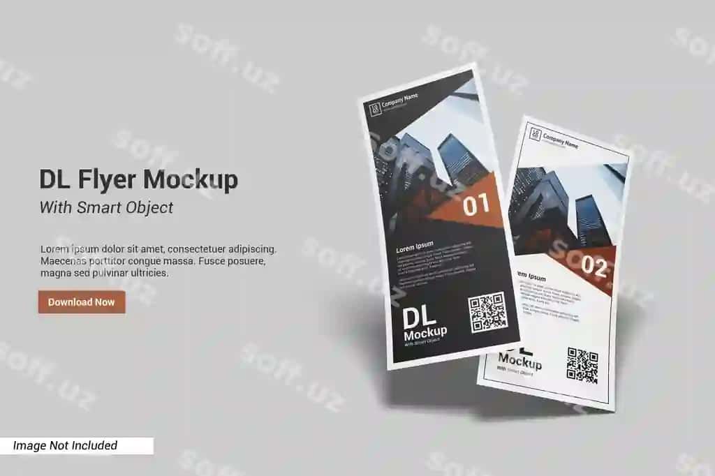 Dl flyer namunasi matn shabloni bilan | Dl flyer mockup with text template