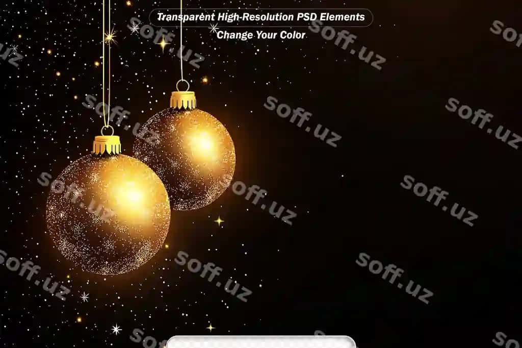 Yangi yil uchun qora fons oltin Yelcho sharqlari bilan | New year black background with golden christmas balls