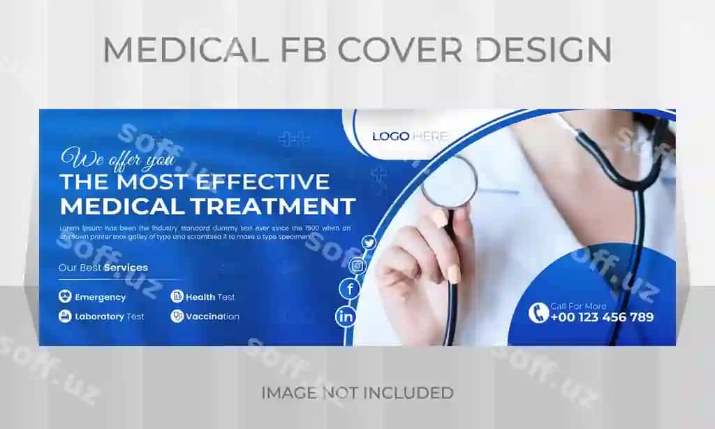 Tibbiy davolash sosial media varaqchi veb banner dizayn shabloni | Medical treatment social media cover web banner design template