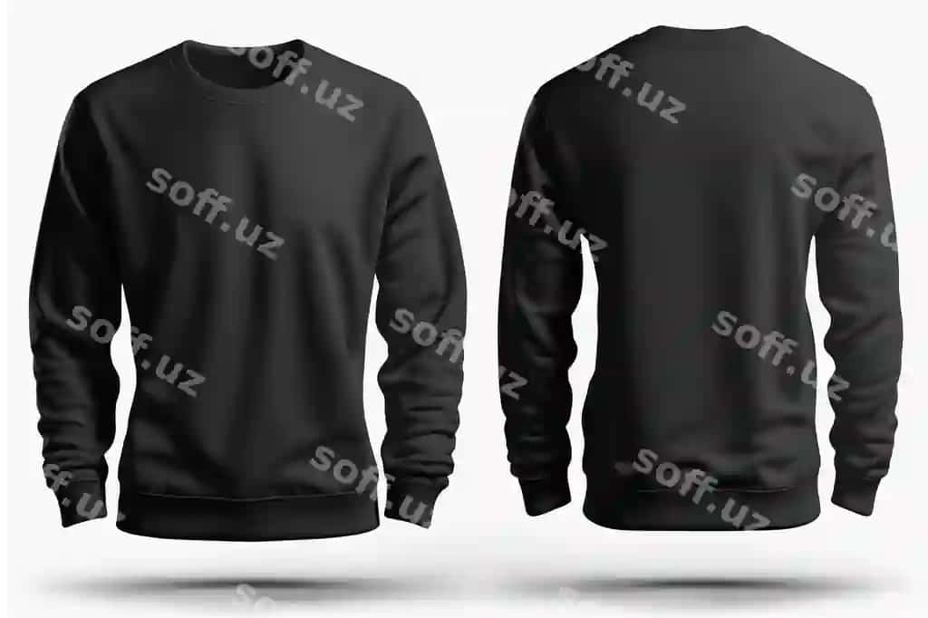 Namuna boshiq royal qora sviter uzun qo'lli oq fondaa | Mockup blank royal black sweatshirt with long sleeves isolated white background