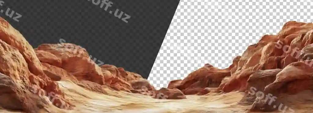 Ajbalanarlıq toshli cho'l manzarası quyosh botishi kesilgan stock png | Stunning view rocky desert landscape sunset cut out stock png