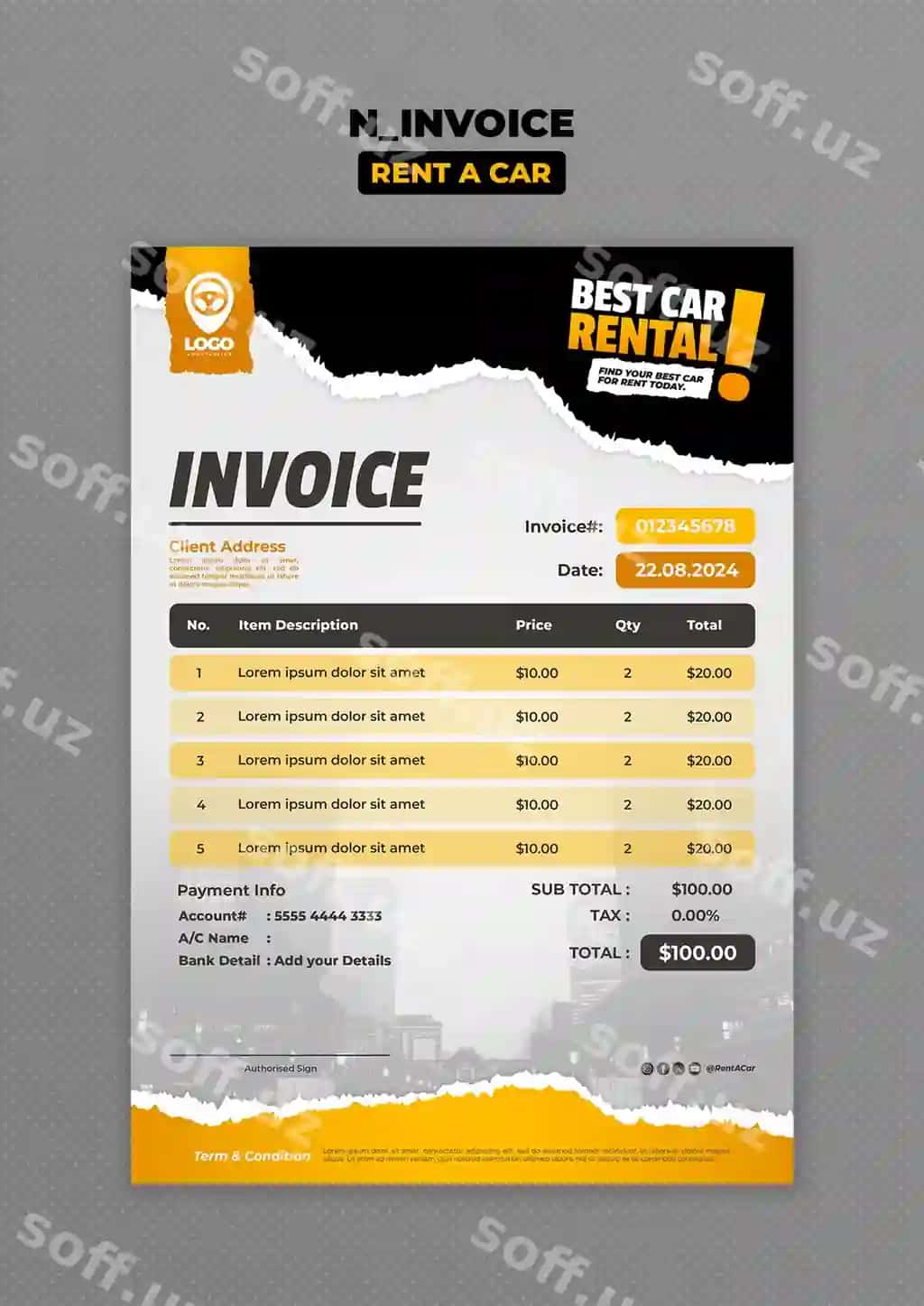 Avtomobil ijarasi shabloni dizayni | Rent car template design