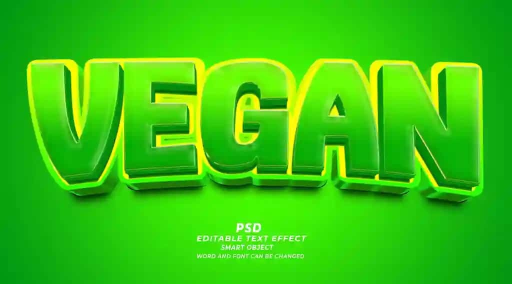 Vegan 3D tahrirlanadigan matn effekti fotoshop uslubi | Vegan 3d editable text effect photoshop style