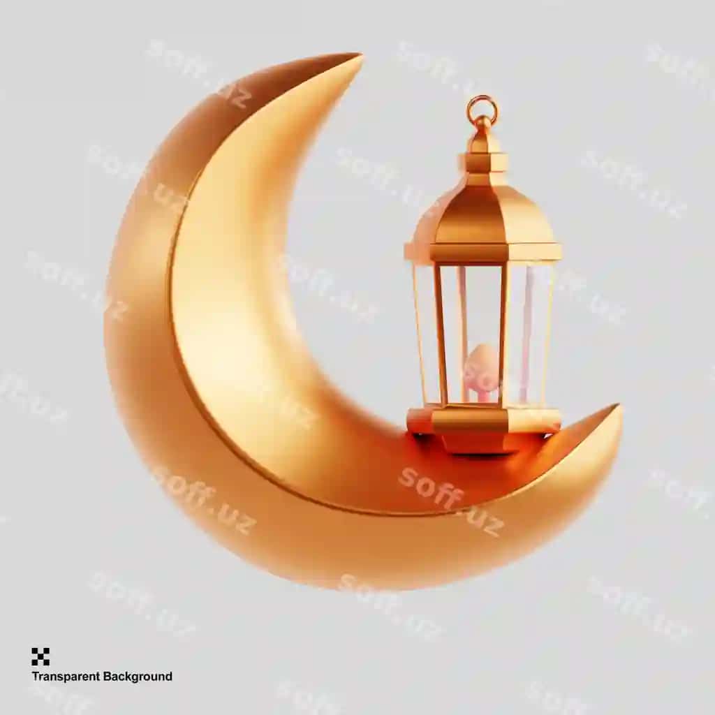 3d fonar yarım ay ikonasi | 3d lantern half moon icon