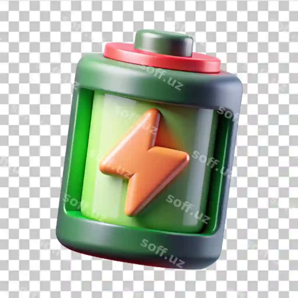 3D batareya ikonasi batareya zaryadlanmoqda, batareya zaryadi pastdan yuqoriga oshmoqda | 3d battery icon battery is charging battery charge from low high