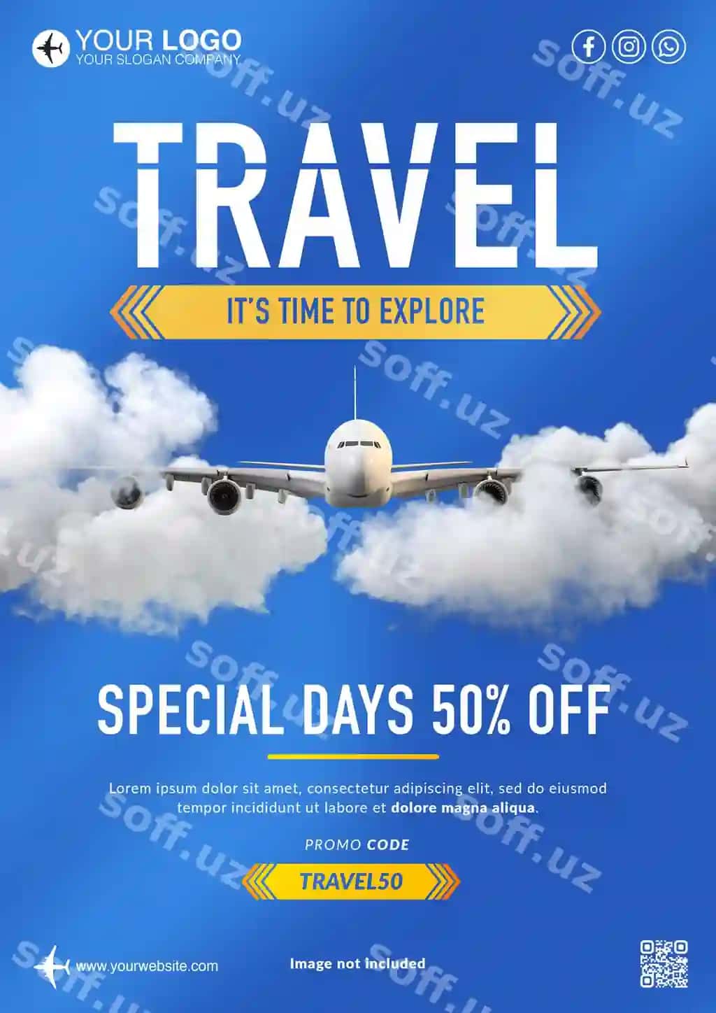 Sayohat va tadkirlik uchun flyer shabloni | Travel explore flyer template