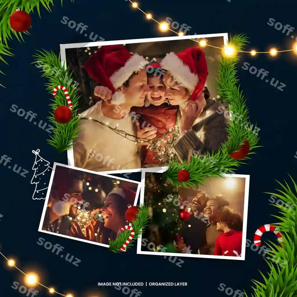 Yul damasi foto ramka namunasi | Christmas moment photo frame mockup