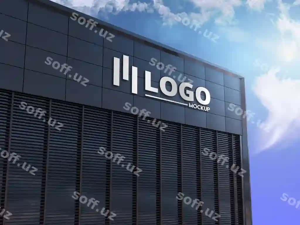 Binoning logotipi mockup dizayn rendering | Building logo mockup design rendering