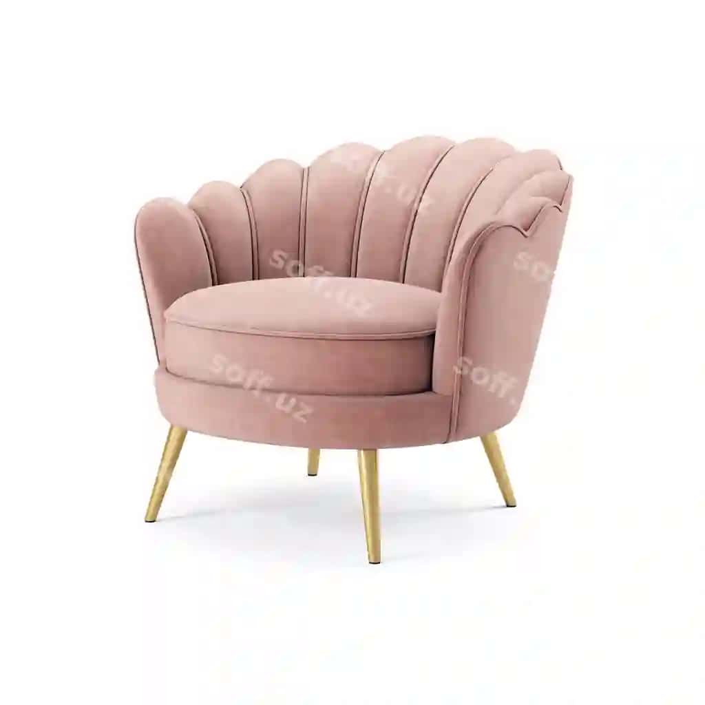 Pushti velyut armqon oltin oyoqli oltin asosli | Pink velvet armchair with gold legs gold base