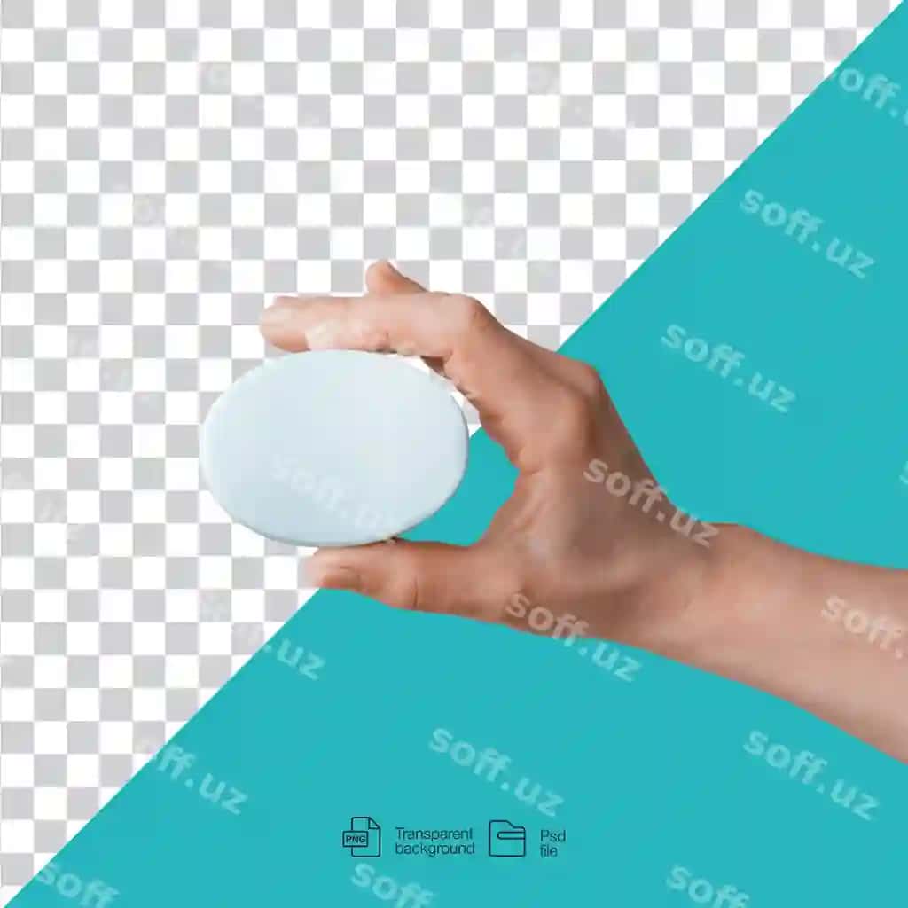 Qoliq weber myodini ko'k fonda tutgan | Hand holding bar soap against turquoise background