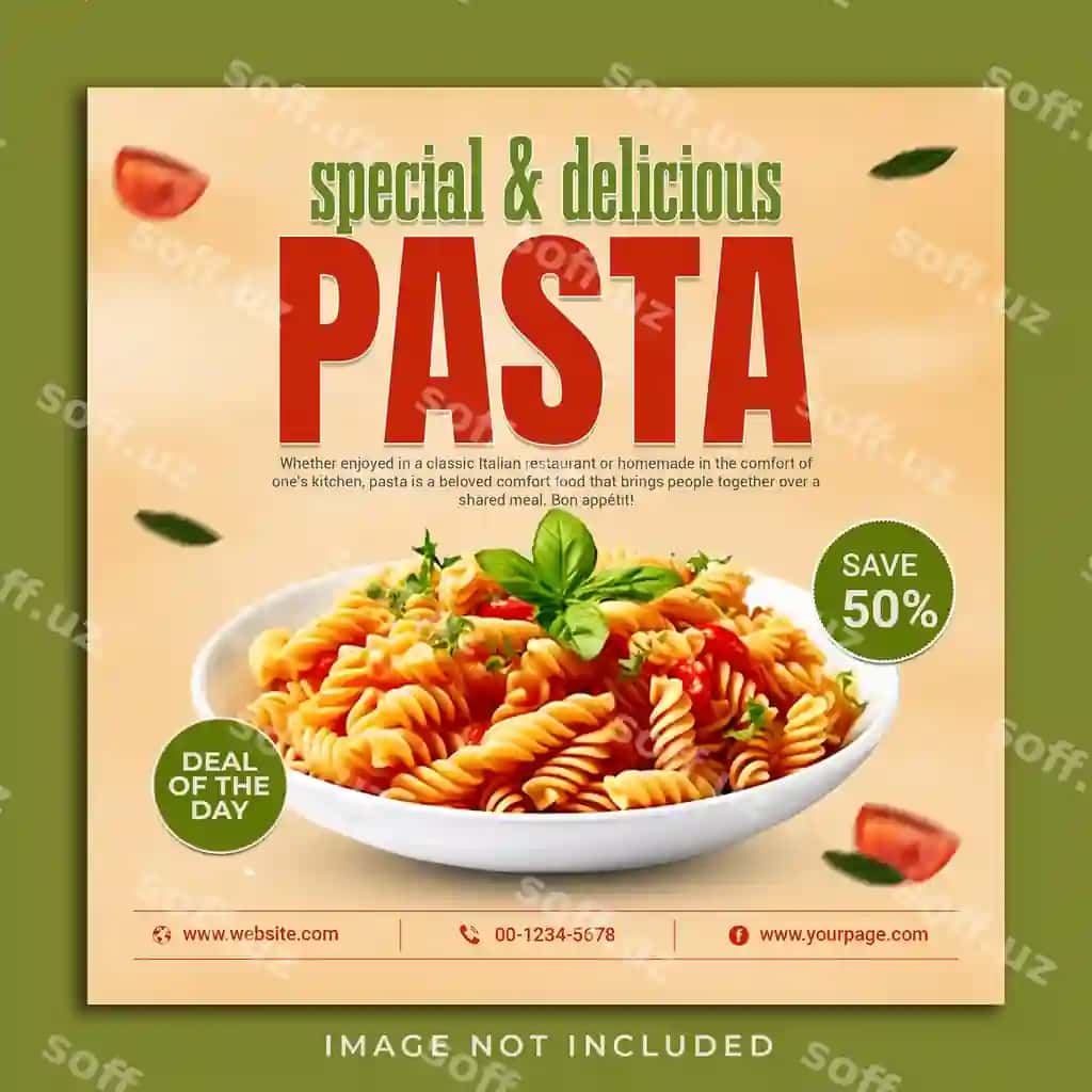 Psd maxsus pasta ijtimoiy tarmoqlar banneri Instagram post shabloni | Psd special pasta social media banner instagram post template