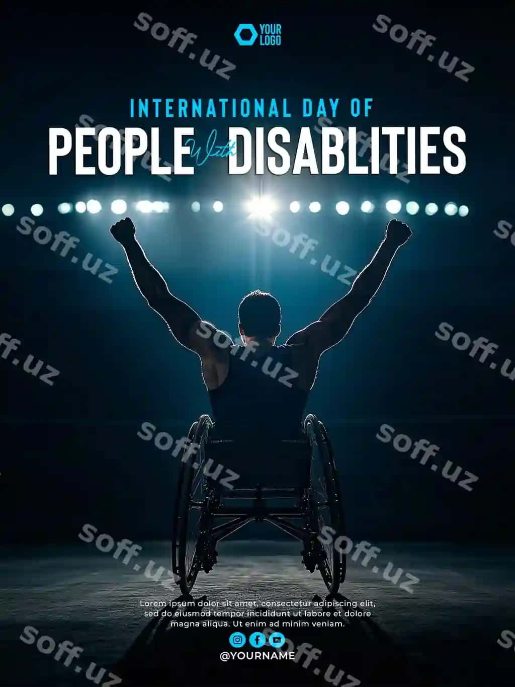 Xalqaro Chetlariga Ega Odamlar Kuni uchun poyezr shabloni | International day people with disabilities poster template