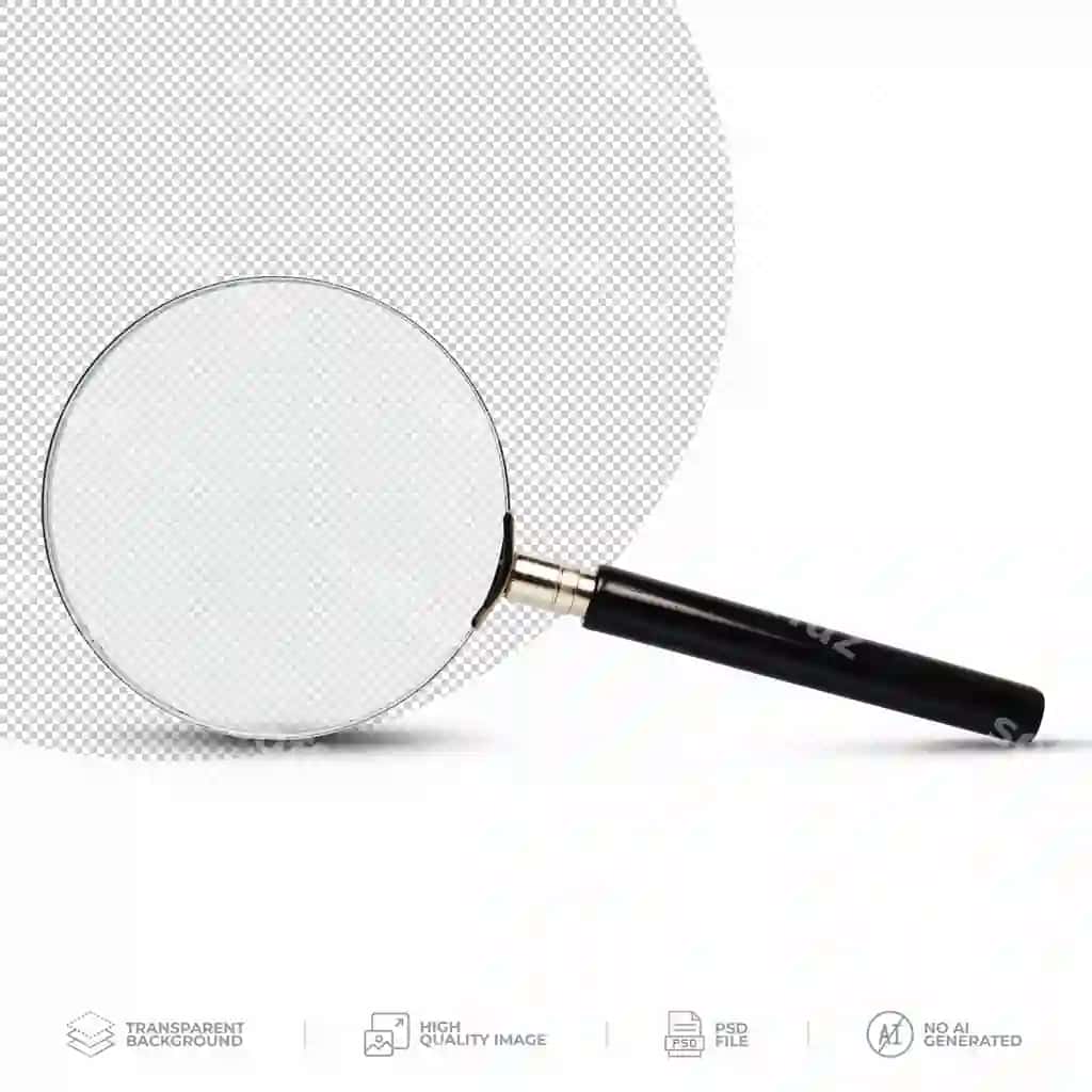 Kattama shaffof orqa fonda psd | Magnifying glass transparent background psd