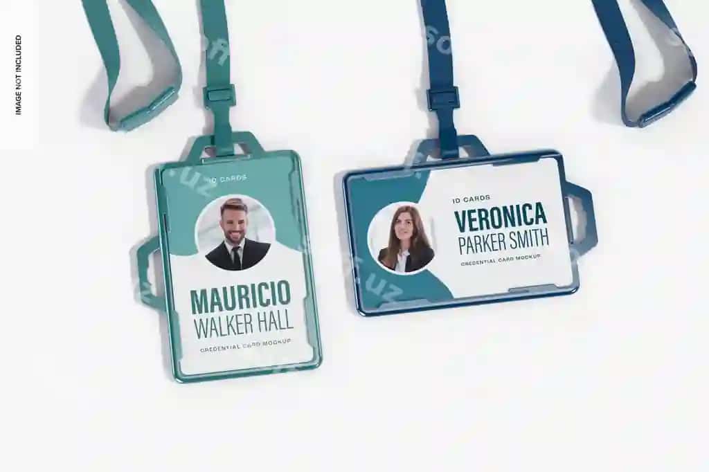 Huquq kartalari namunasi yuqori ko'rinish | Credential cards mockup top view