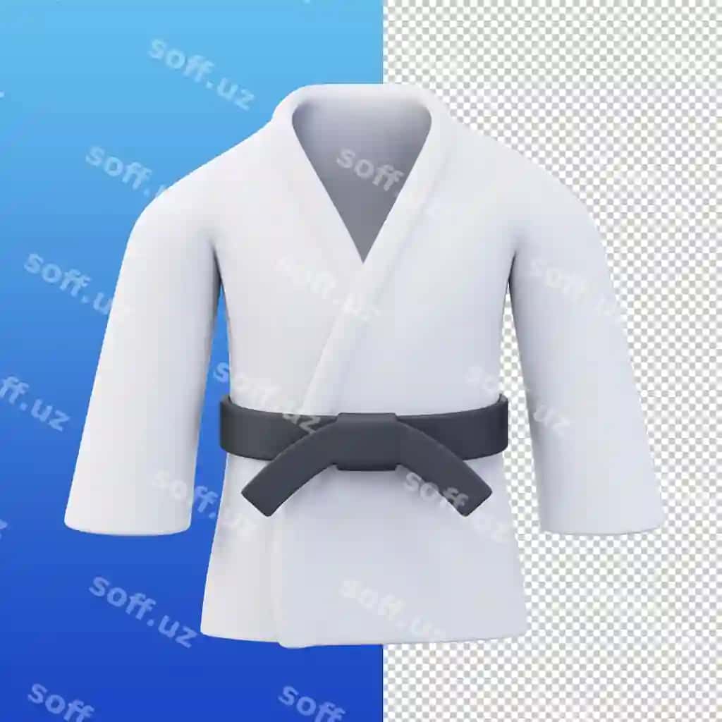 3d render oq karate kostumi qora kemer bilan | 3d render white karate uniform with black belt