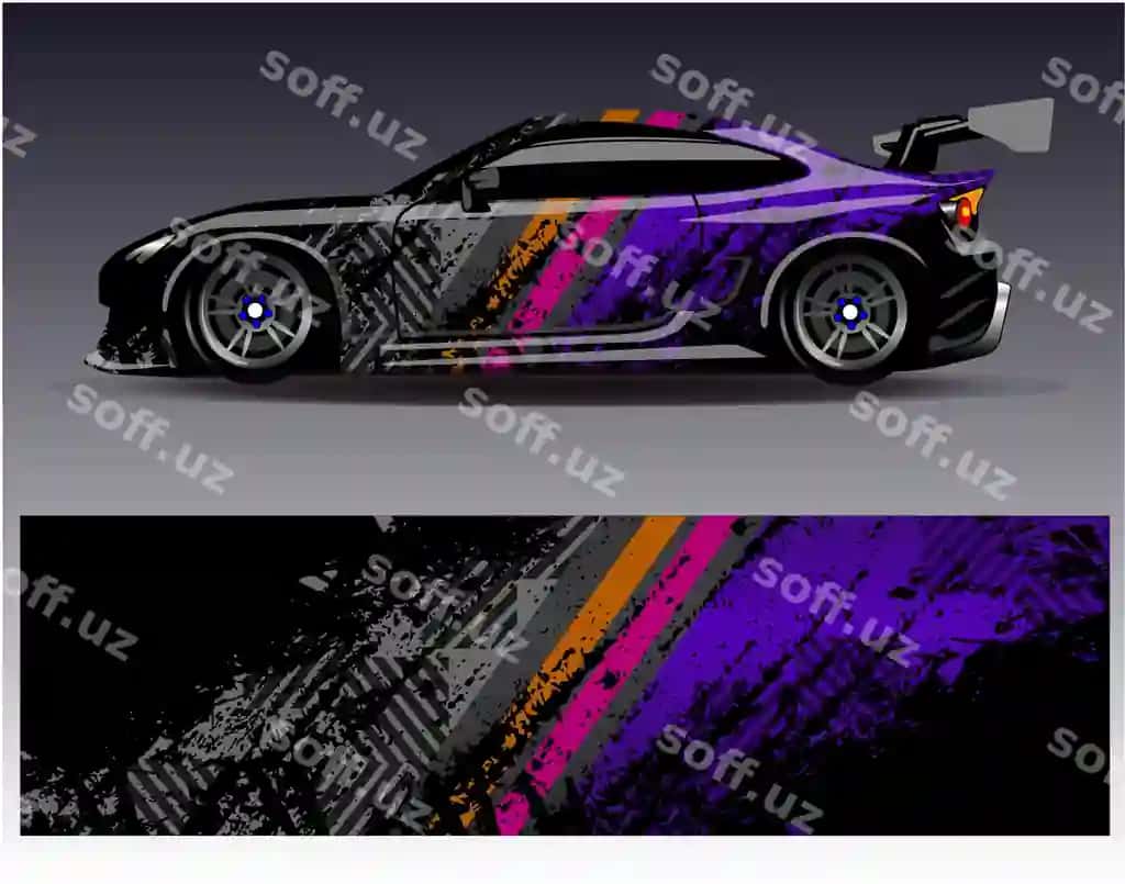 Mashina o'rab dizayn vektor grafik abstrakt shaxta racing foni | Car wrap design vector graphic abstract stripe racing background