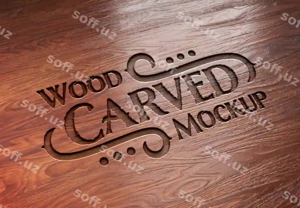 Buxovli matn effekti mockup | Carved wood text effect mockup