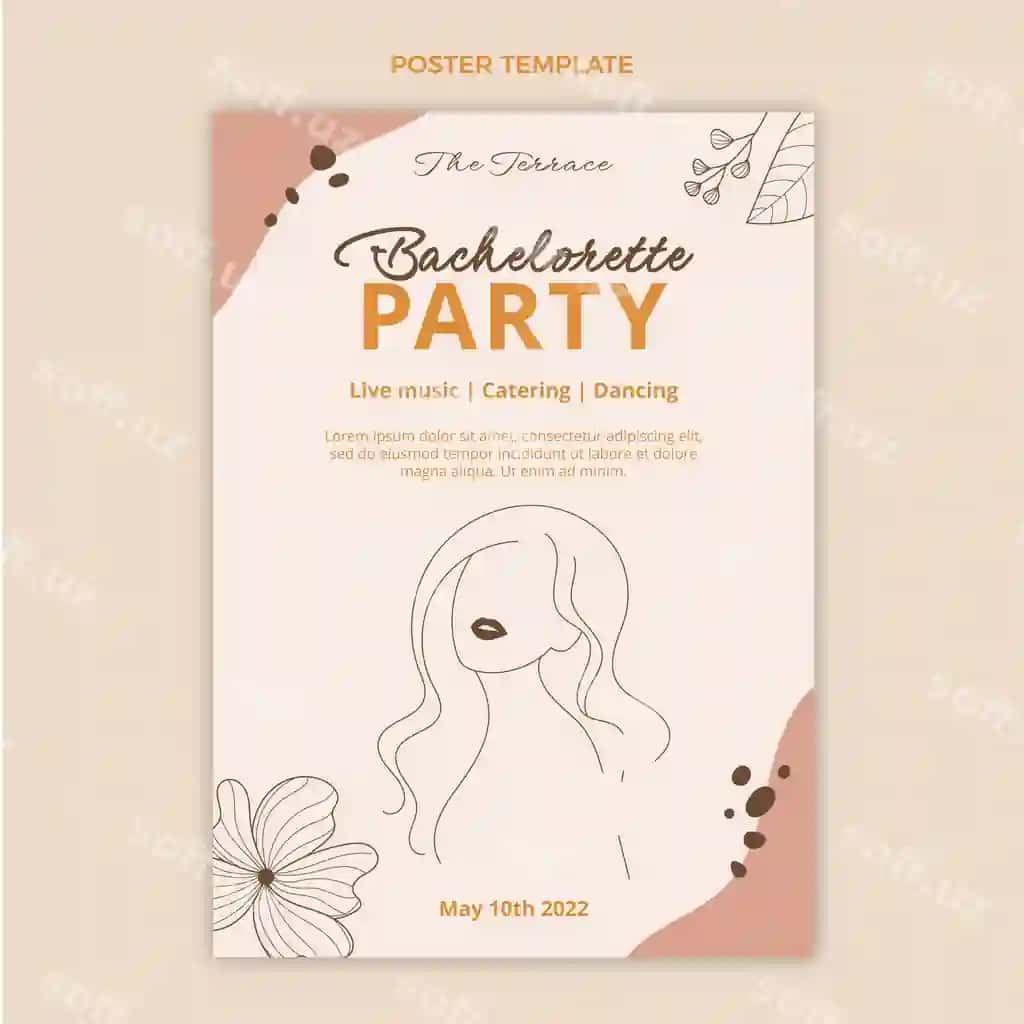 Tekis dizayn Bachelorette shabloni | Flat design bachelorette template