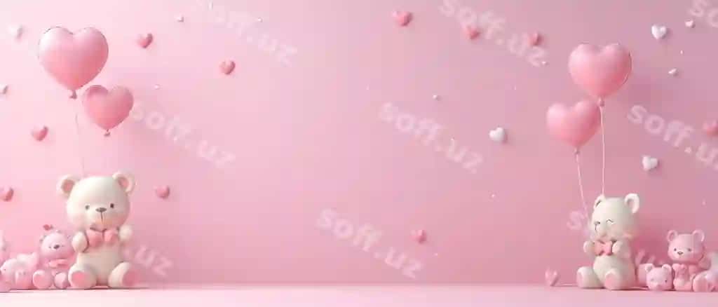 Pushti oʻrdaklar qalpti balonlar bilan | Pink teddy bears with heart balloons