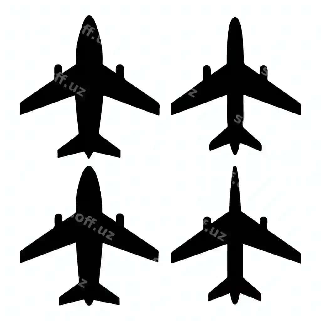 Yuqoriga parvoz samolyot siluetlari samolyotlar aviatsiya tekis stil vektor | Flying up airplane silhouettes aircrafts aviation flat style vector