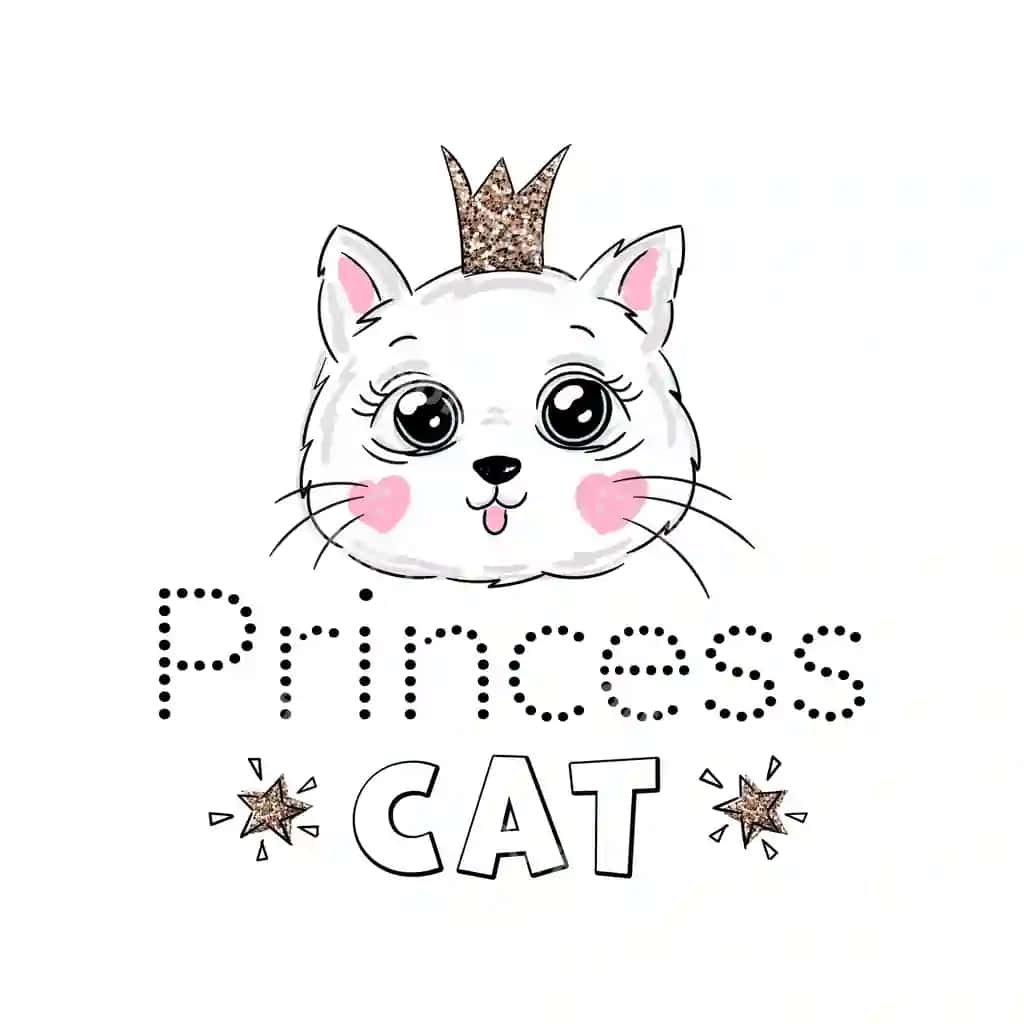 Chiroyli qirolox mushuk parq sarong bilan yozuv harflari menga qiroloxim | Cute princess cat with glitter crown inscription lettering my princess