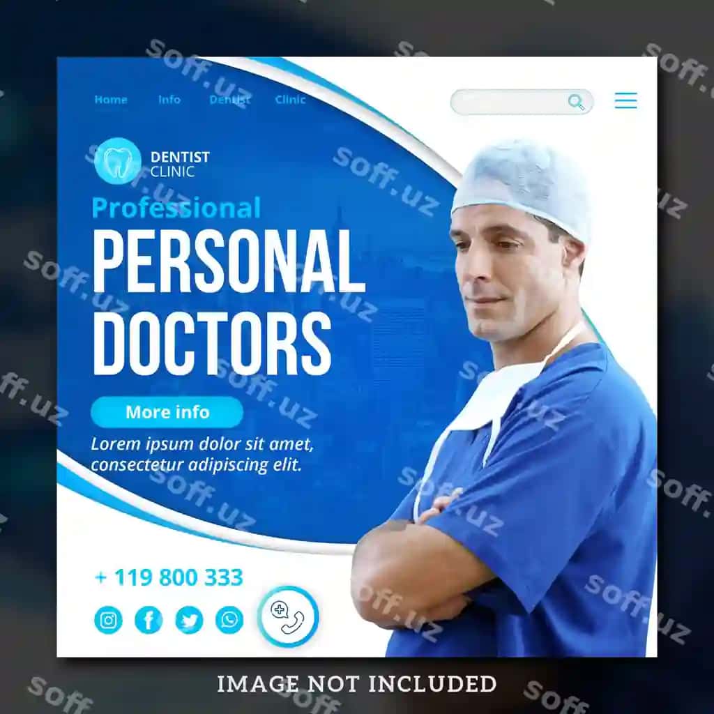 Tibbiy sog'liqka shifokorlar tekunli plakat shabloni | Medical healthy doctors free poster template