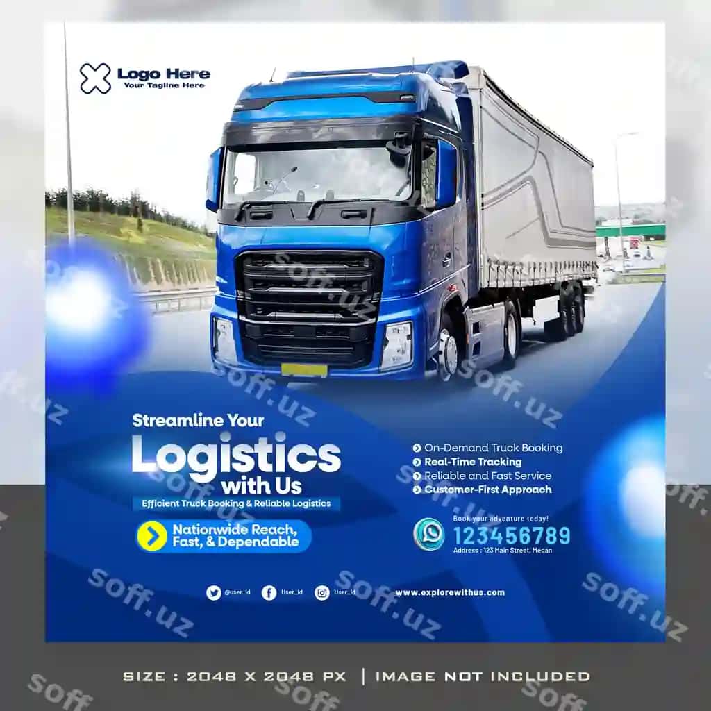 Logistika reklamalarini reklama qilish yuk tashish xizmatlari shablonlari | Logistics ads promotion trucking shipping services templates