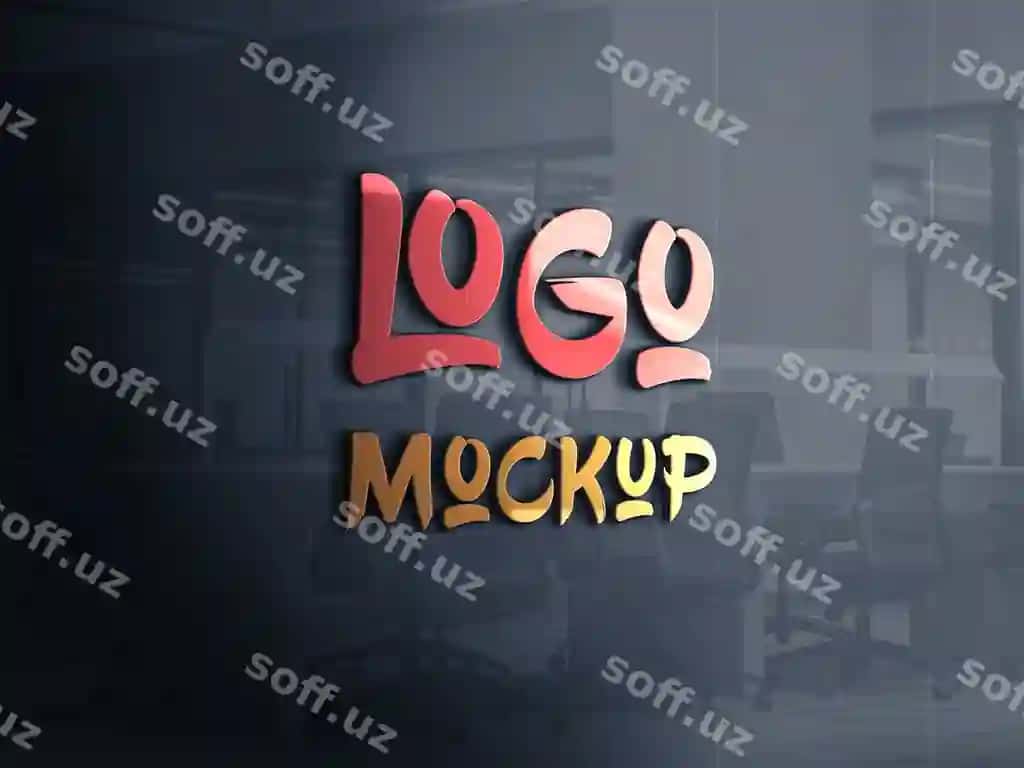 Shisha ofis devori namunasi shaffof logotip namunasi ofis foni | Glass office wall mockup glossy logo mockup office background