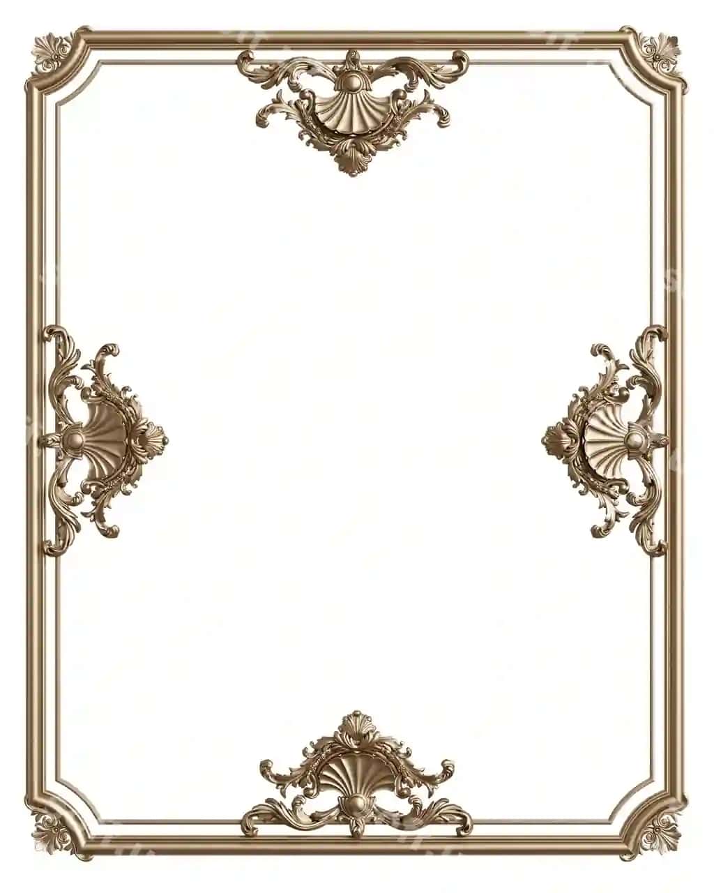 Klassik o'ttiz ramka dekor bilan bezatilgan, oq fonda ajraltirilgan. | Classic golden frame with ornament decor isolated white