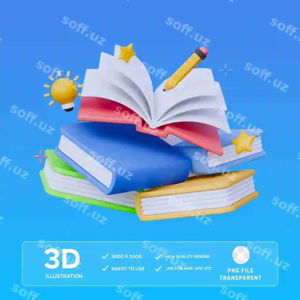 Ochiq kitob kitoblar 3d illustratsiya | Open book books 3d illustration
