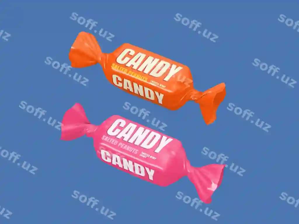 Aylanma o'rab konfet namunasi 3D ajraltirilgan | Twist wrap candy mockup 3d isolated