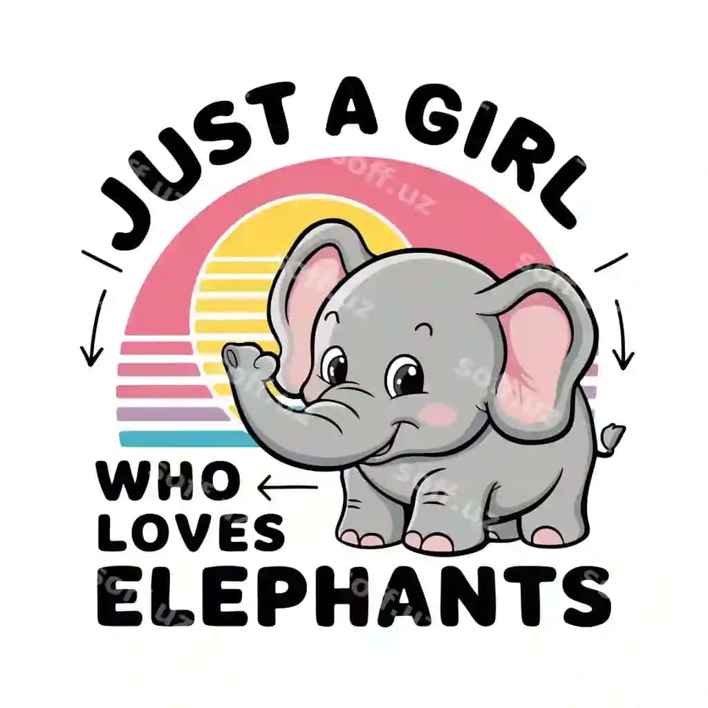 Faqat filga yoqadigan qiz tipografiya futbolka dizayni | Just girl who like elephants typography tshirt design