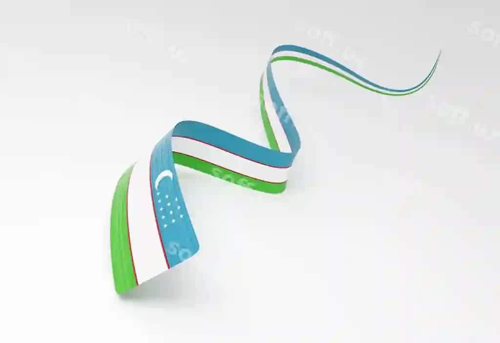 3d bayroq O'zbekiston 3d to'lqiq parlovchi O'zbekiston lentasi ajraltirilgan oq fonda 3d illustratsiya | 3d flag uzbekistan 3d wavy shiny uzbekistan ribbon isolated white background 3d illustration