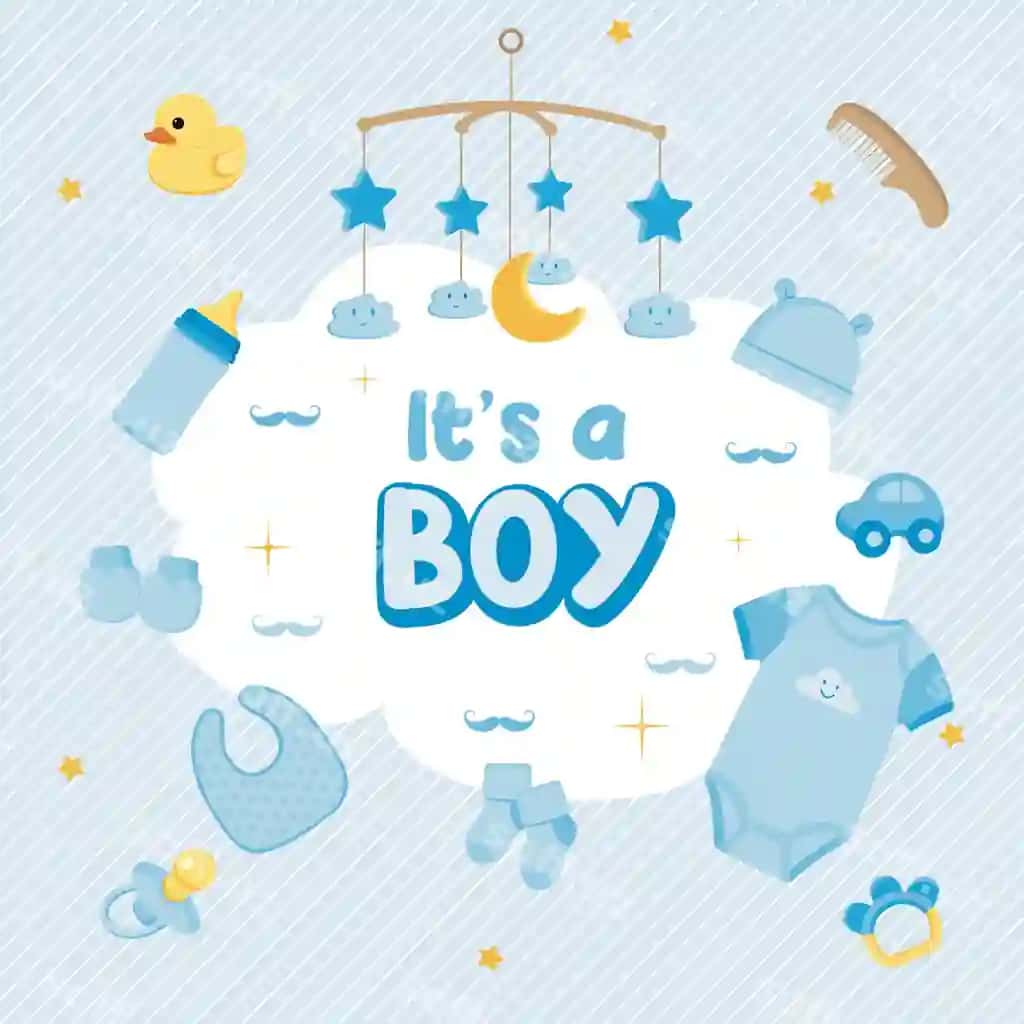 Vektor illustratsiyasi yangi tug'ilgan o'g'il bolalar asosiy to'plami | Vector illustration newborn baby boy essentials collection