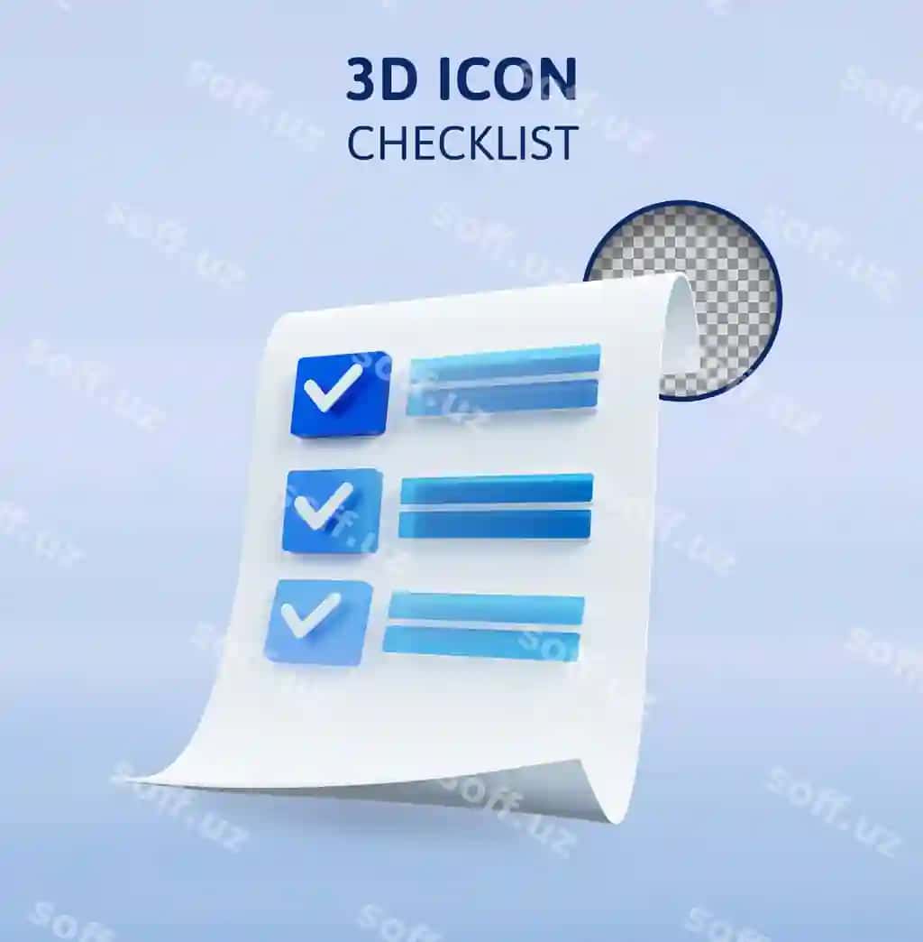Tekshirish ro'yxati varaq 3d render illustratsiyasi | Checklist with paper 3d rendering illustration