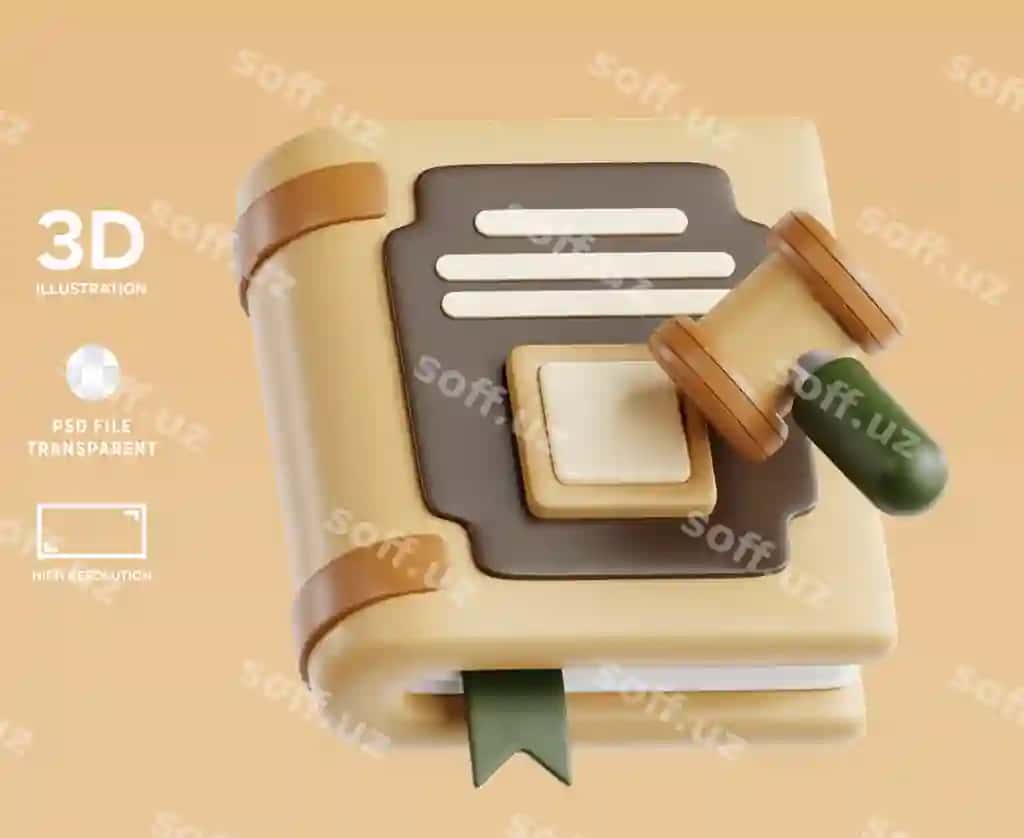 Psd qonun kitobi 3d illustratsiyasi | Psd law book 3d illustration