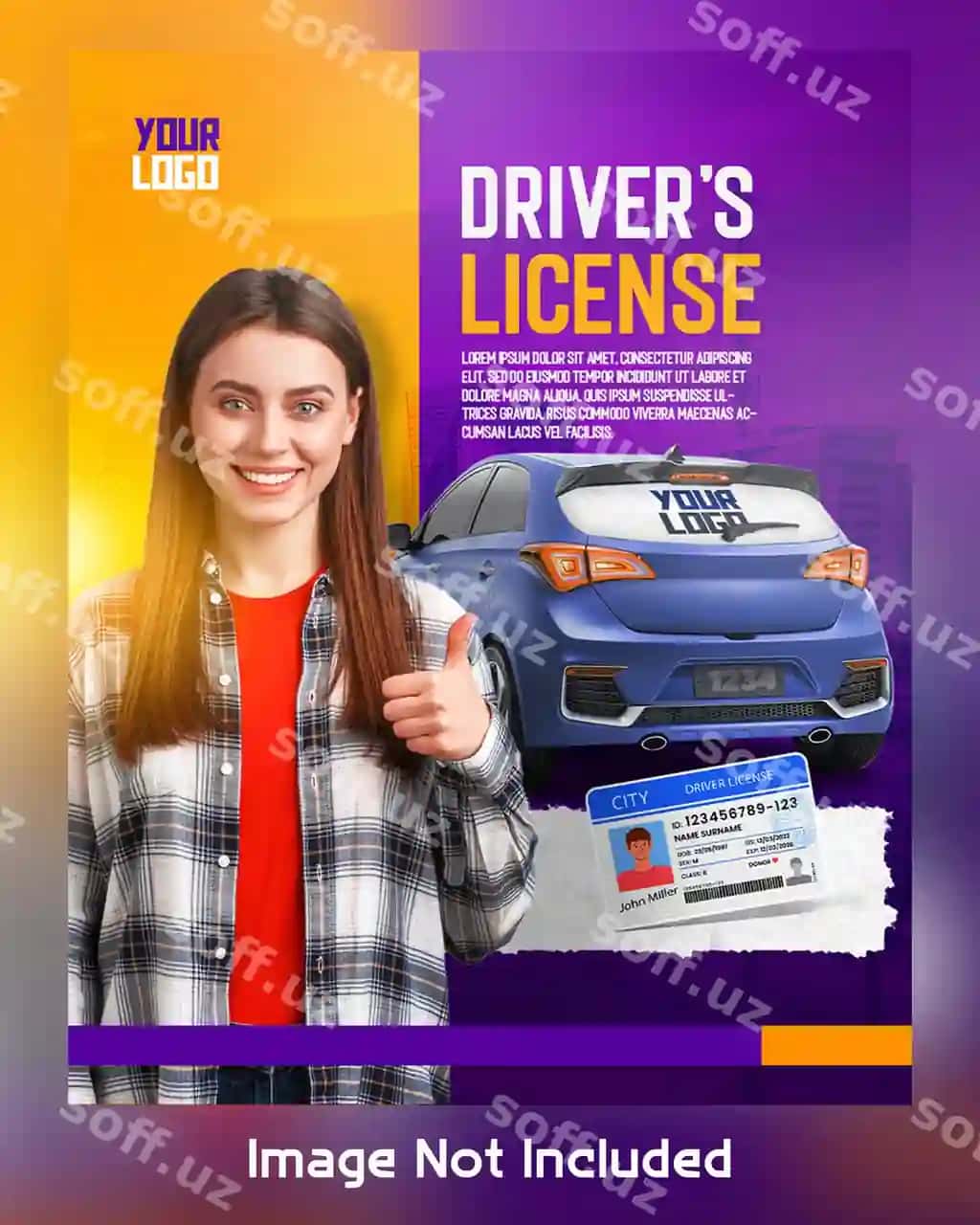Psd haydovchilkursi banner shabloni | Psd driving school banner template
