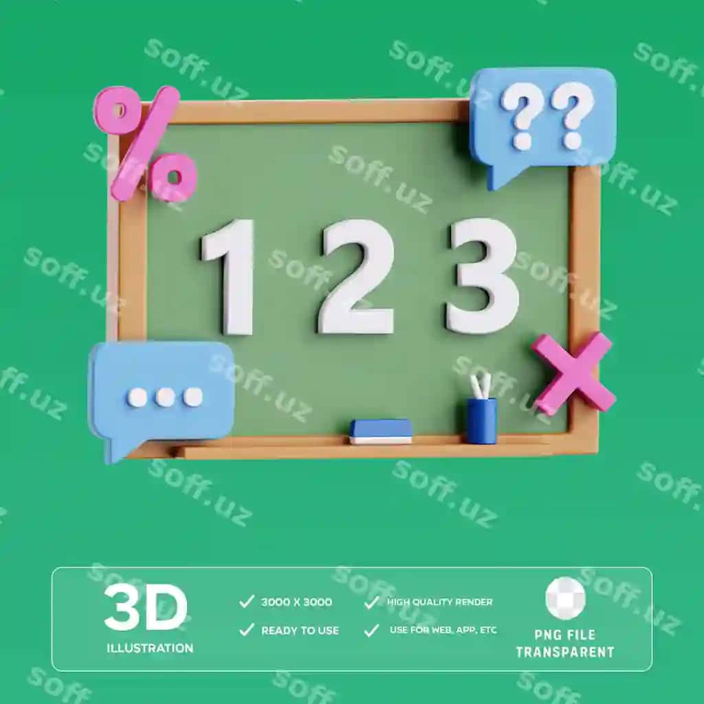 Psd matematika viktorina 3d illustratsiyasi | Psd math quiz 3d illustration
