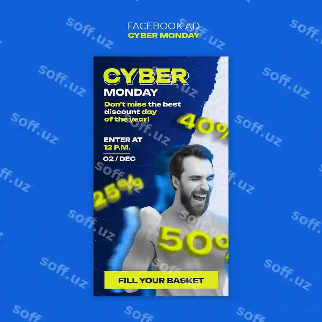 Cyber Monday Facebook reklama shablon dizayni | Cyber monday facebook ad template design